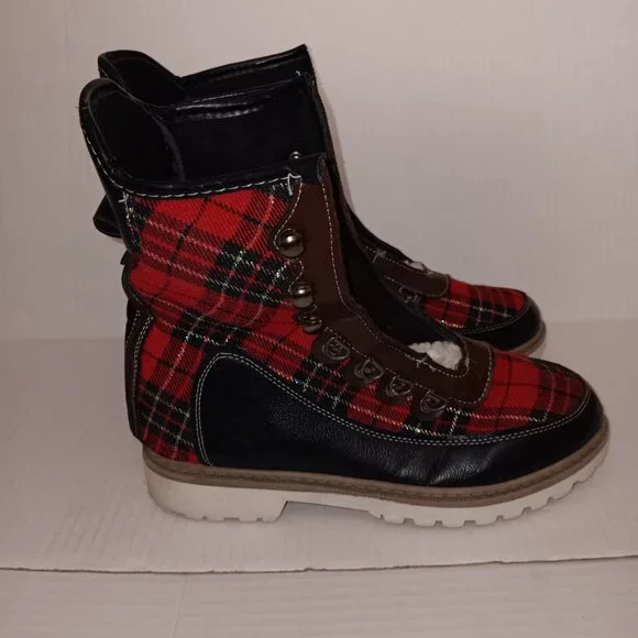 HOTKISS PLAID PRINT FAUX FUR BOOTS - Picture 6 of 13